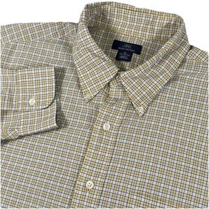 Brooks‎ Brothers 346 Men's XL Yellow White Plaid Long Sleeve Button Down Shirt